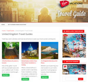 Virgin Vacations UK Travel Guide Blog Page